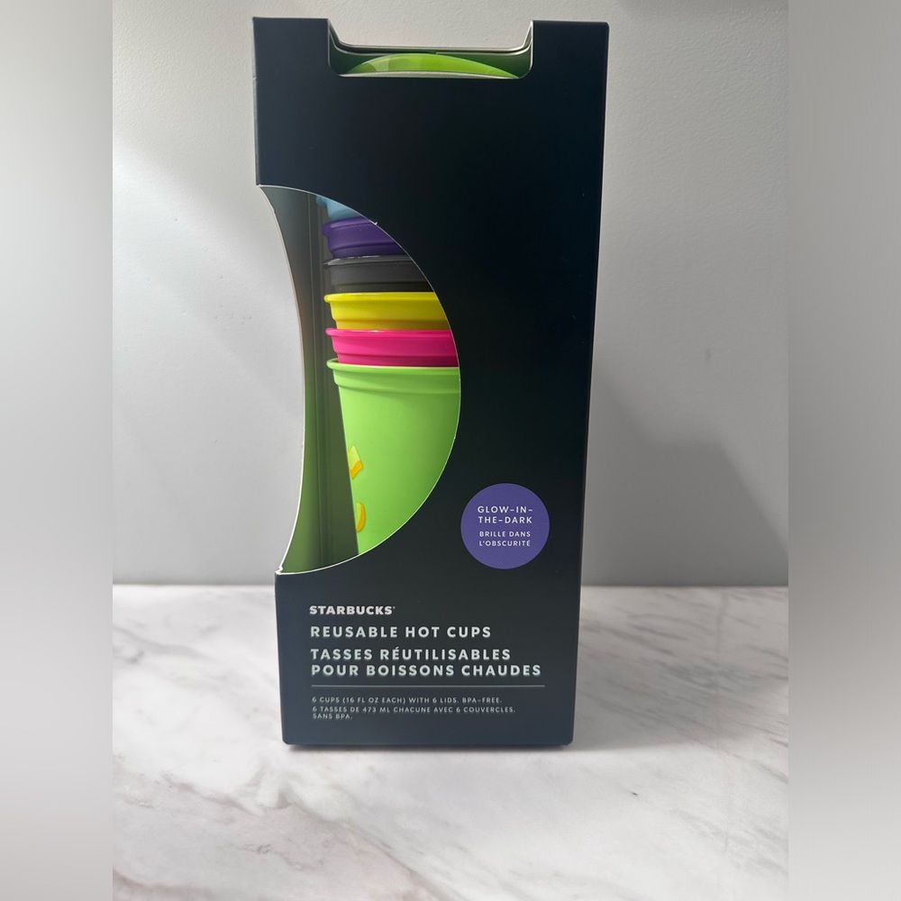 BNIB Starbucks Reusable Hot Cups Jack O’Lantern Glow in the Dark 16oz